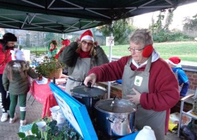Mary Platten & mulled wine, Christmas Fayre December 2018