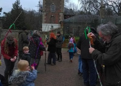 Wassailing in Holywells Park in 2020