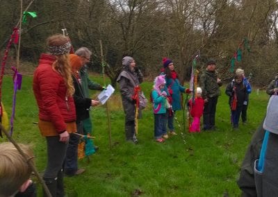 Wassailing in Holywells Park in 2020