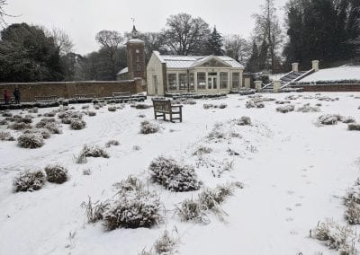 The Conservatory, Holywells Park, in the snow - 16/1/2021. Photo: Richard Bloomfield