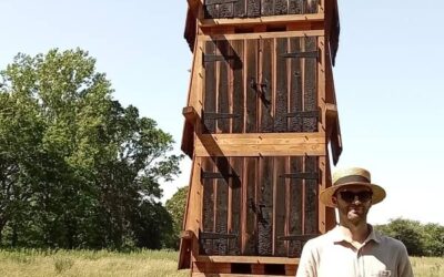 Wildlife Tower with homes for birds on a Suffolk site